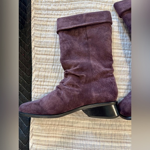 Simon Purple Suede Slouch Boots Women’s 9M Fold Over Square Toe Retro Style - Picture 7 of 9